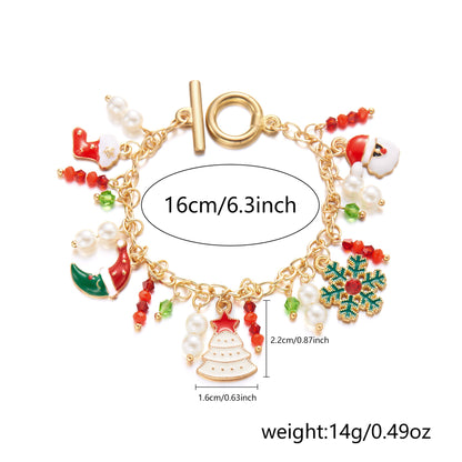 Personalized Christmas Bracelet Christmas Tree Santa Claus Pendant Bracelet For Women Jewelry